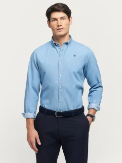 Casual<Alvaro Moreno CAMISA DENIM SLUB Celeste