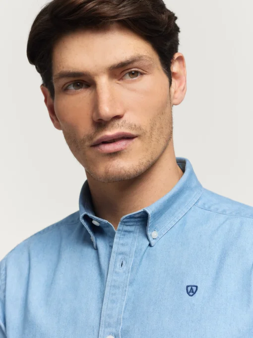 Casual<Alvaro Moreno CAMISA DENIM SLUB Celeste