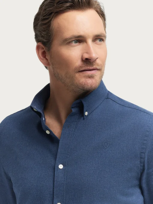 Franela<Alvaro Moreno CAMISA FLANNEL TWILL Azul Marino