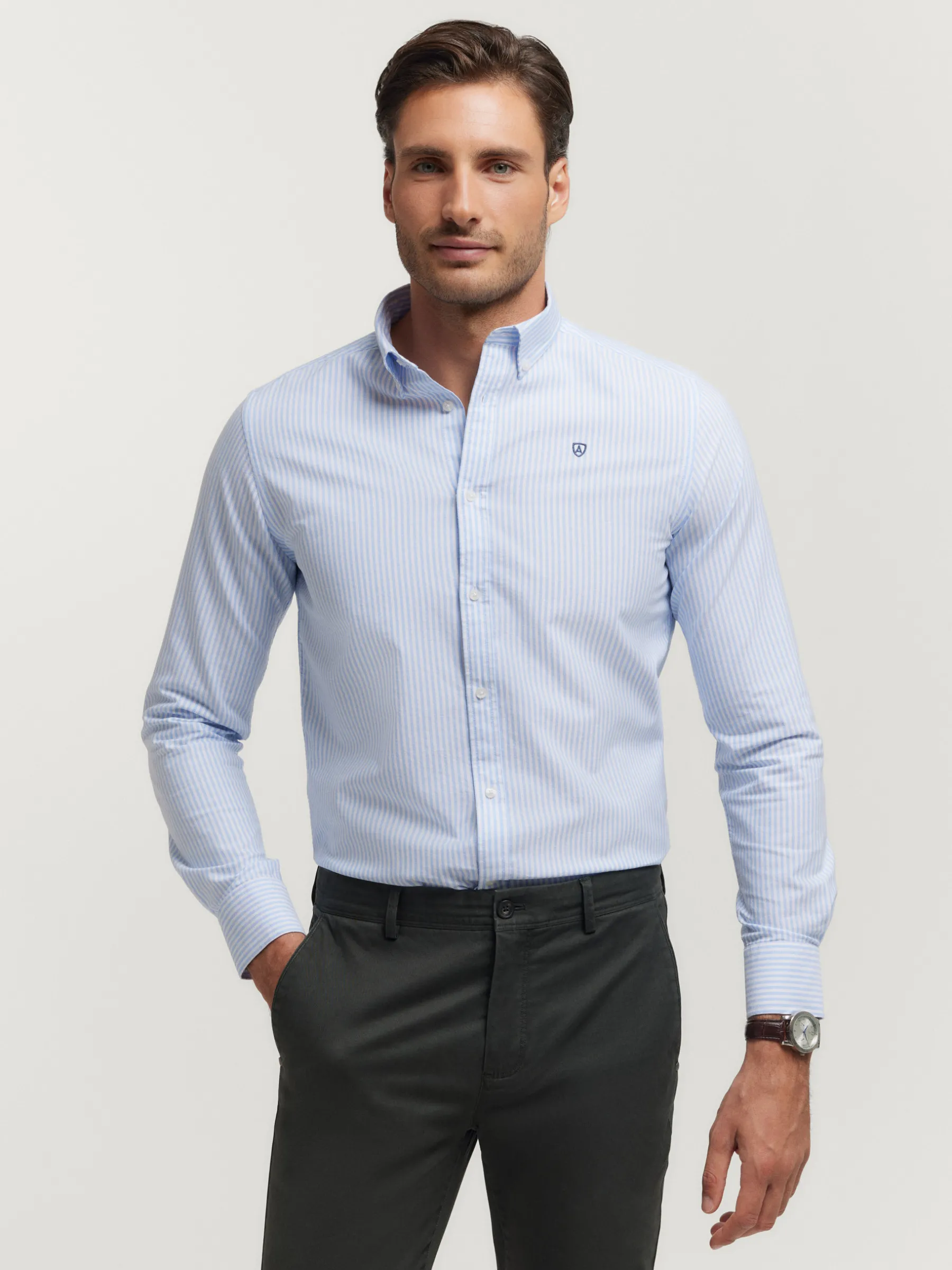 Oxford<Alvaro Moreno CAMISA OXFORD RAYAS Celeste