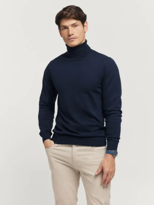 Jerséis<Alvaro Moreno JERSEY ROLL COLLAR Azul Marino