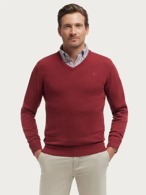 Jerséis<Alvaro Moreno JERSEY V-NECK TRENDY Burdeos
